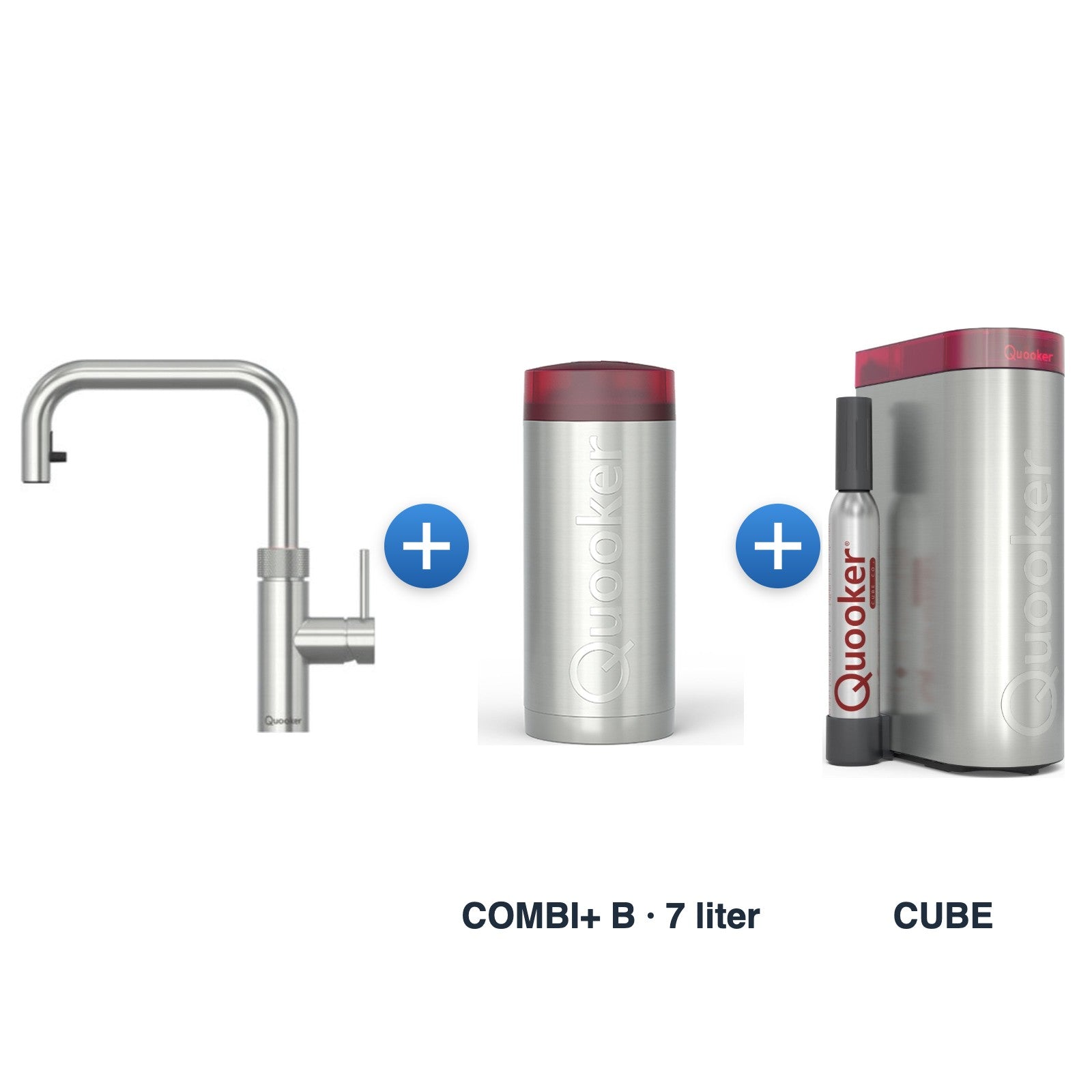Quooker Flex Square RVS met COMBI+ B-reservoir en CUBE