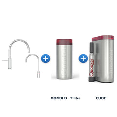 Quooker Nordic TwinTaps Round Chroom + TwinTaps-mengkraan met COMBI B-reservoir en CUBE