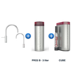 Quooker Nordic TwinTaps Round Chroom + TwinTaps-mengkraan met PRO3 B-reservoir en CUBE