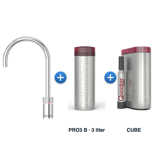 Quooker Nordic TwinTaps Round Chroom met PRO3 B-reservoir en CUBE