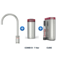 Quooker Nordic TwinTaps Round RVS met COMBI B-reservoir en CUBE