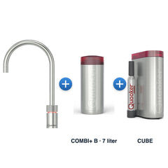 Quooker Nordic TwinTaps Round RVS met COMBI+ B-reservoir en CUBE