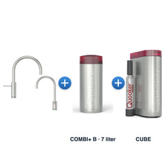 Quooker Nordic TwinTaps Round RVS + TwinTaps-mengkraan met COMBI+ B-reservoir en CUBE