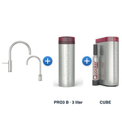 Quooker Nordic TwinTaps Round RVS + TwinTaps-mengkraan met PRO3 B-reservoir en CUBE