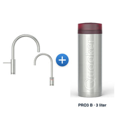 Quooker Nordic TwinTaps Round RVS + TwinTaps-mengkraan met PRO3 B-reservoir