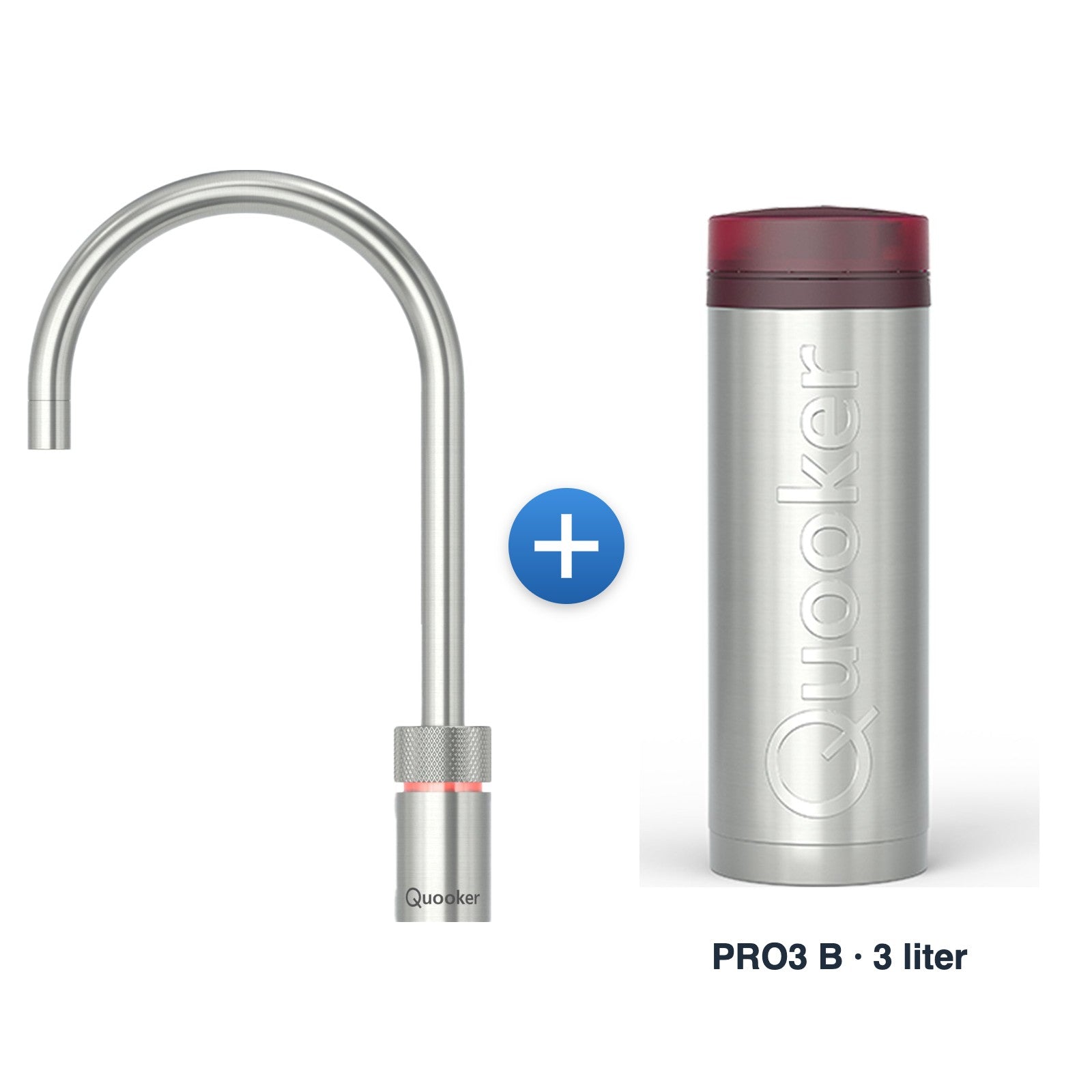 Quooker Nordic TwinTaps Round RVS met PRO3 B-reservoir