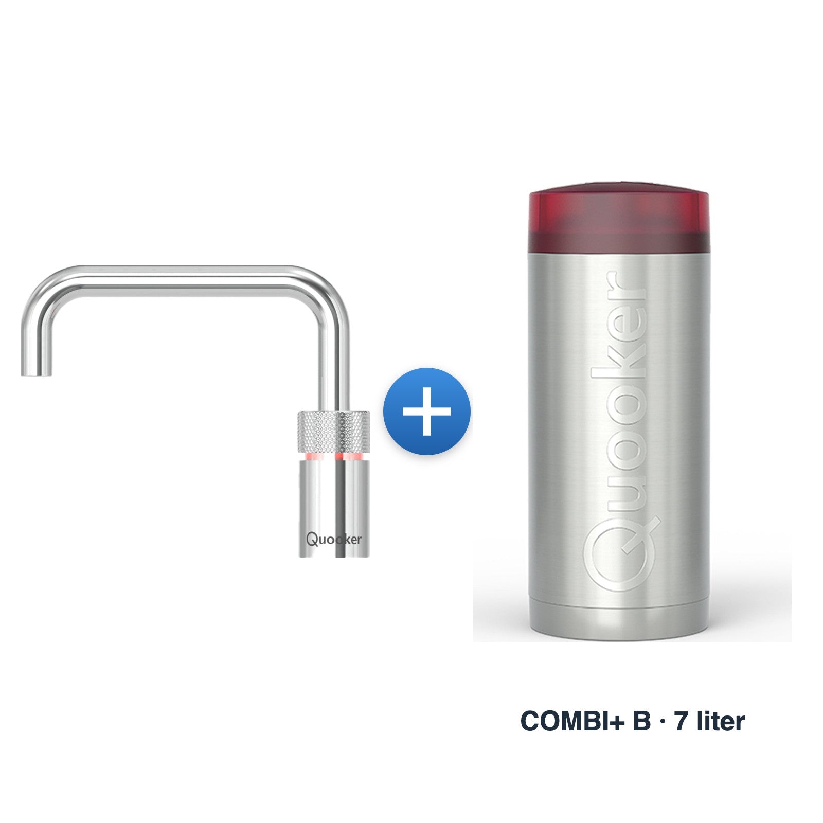 Quooker Nordic TwinTaps Square Chroom met COMBI+ B-reservoir