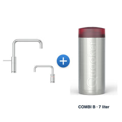 Quooker Nordic TwinTaps Square Chroom + TwinTaps-mengkraan met COMBI B-reservoir