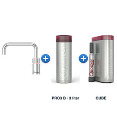 Quooker Nordic TwinTaps Square Chroom met PRO3 B-reservoir en CUBE