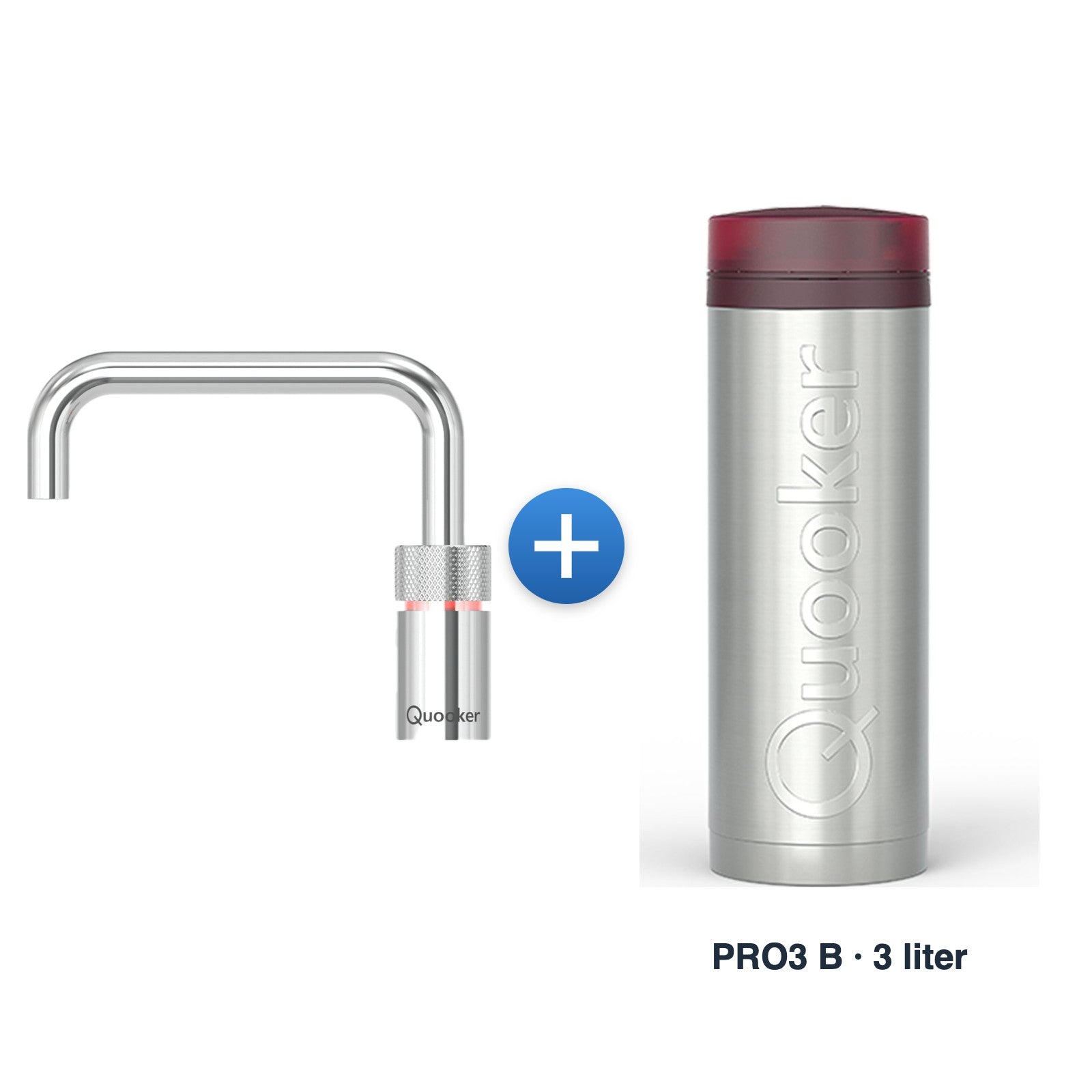 Quooker Nordic TwinTaps Square Chroom met PRO3 B-reservoir