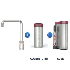 Quooker Nordic TwinTaps Square RVS met COMBI B-reservoir en CUBE
