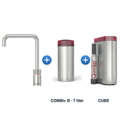 Quooker Nordic TwinTaps Square RVS met COMBI+ B-reservoir en CUBE