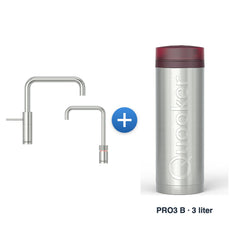 Quooker Nordic TwinTaps Square RVS + TwinTaps-mengkraan met PRO3 B-reservoir