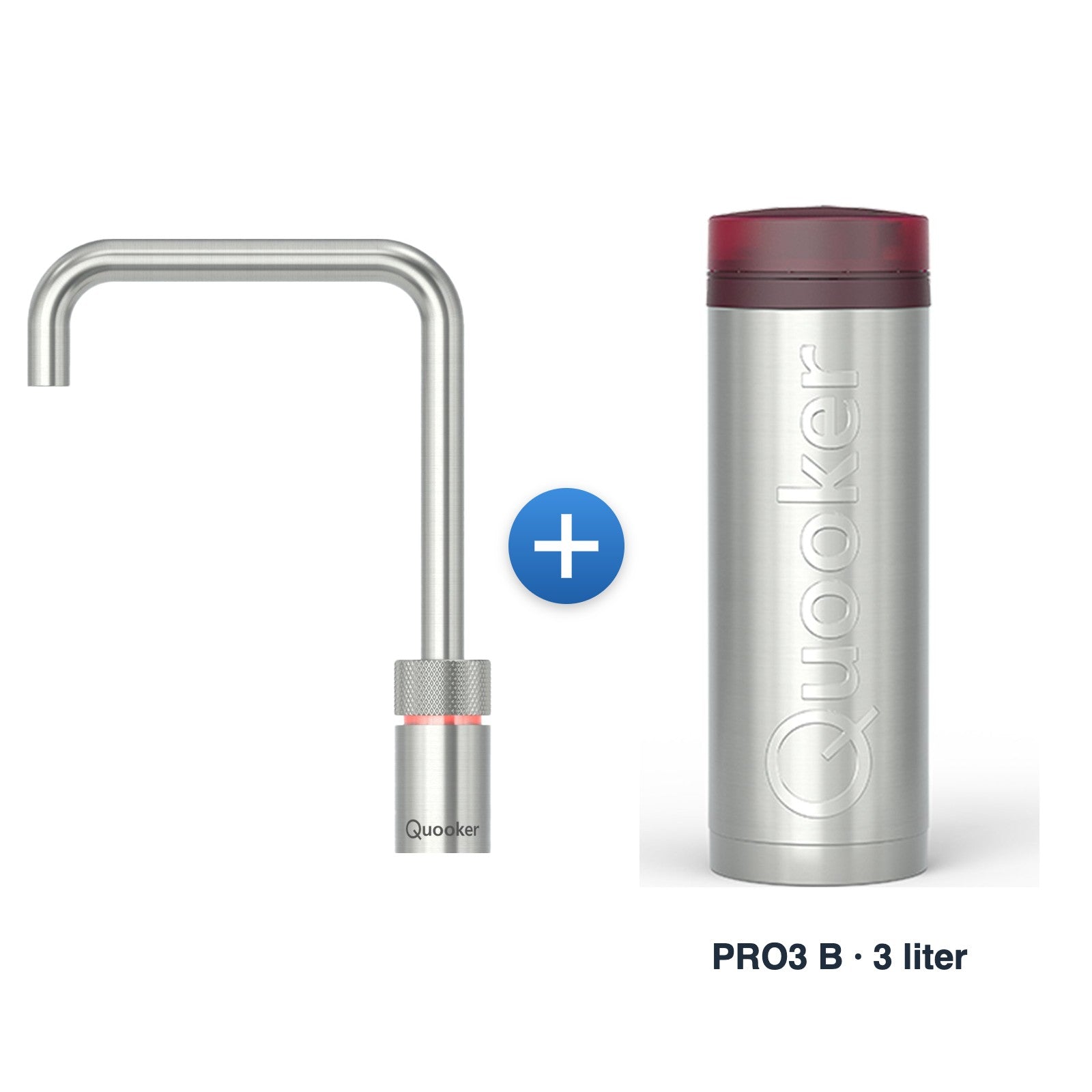 Quooker Nordic TwinTaps Square RVS met PRO3 B-reservoir