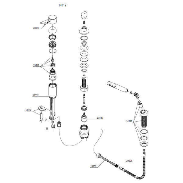 Damixa Parts Merkur 3-hole Bath Tap 14012.00