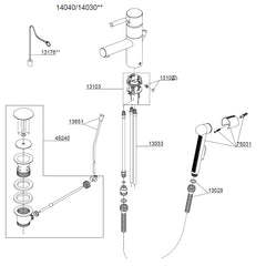 Damixa Parts Merkur washbasin tap with squeeze shower 14040 / 14030