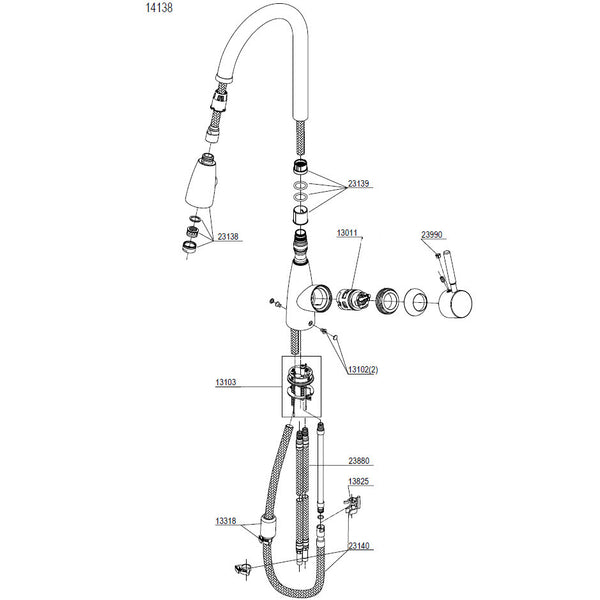 Damixa Parts Kafe Kitchen mixer tap with hand shower 14138.00