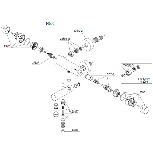 Damixa Parts Merkur Bath / Shower thermostat 15cm 14500.00