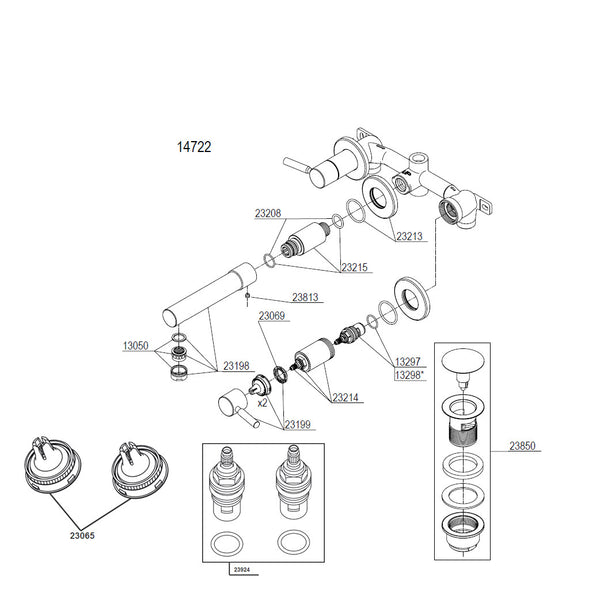 Damixa Parts Merkur 3-hole built-in washbasin tap 14722.00