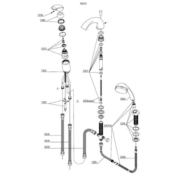 Damixa Parts Jupiter 3-hole bath tap 15013.00