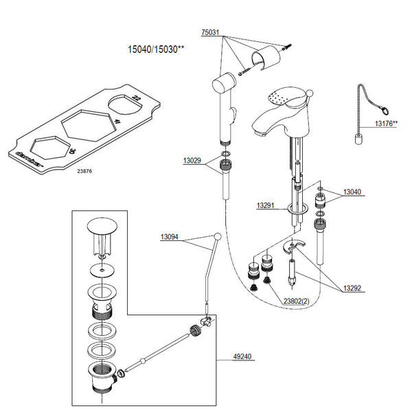 Damixa Parts Jupiter Washbasin tap with side shower 15040.00 / 15030.00