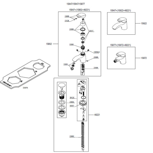 Damixa Spare Parts Jupiter Washbasin Bidet Tap with X-Change 15847.00 / 15947.00 / 15877.00
