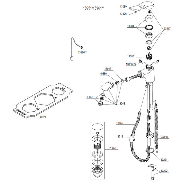Damixa Parts Jupiter Washbasin tap with pull-out head 15951.00 / 15961.00