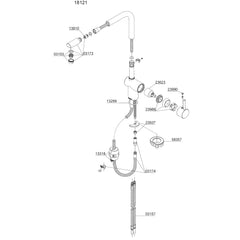 Damixa Parts Osier Kitchen Faucet With L-Spout With Pull-Out Head Article number 18121.00 / 18121.66