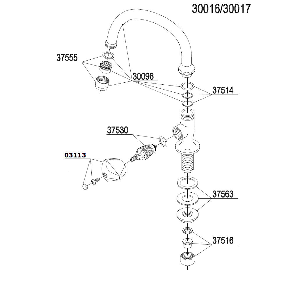 Damixa Onderdelen Object Fonteinkraan hoog 30016.00 / 30017.00