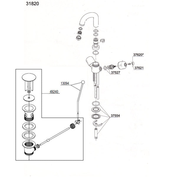 Damixa Parts Cascade Washbasin tap 31820.00