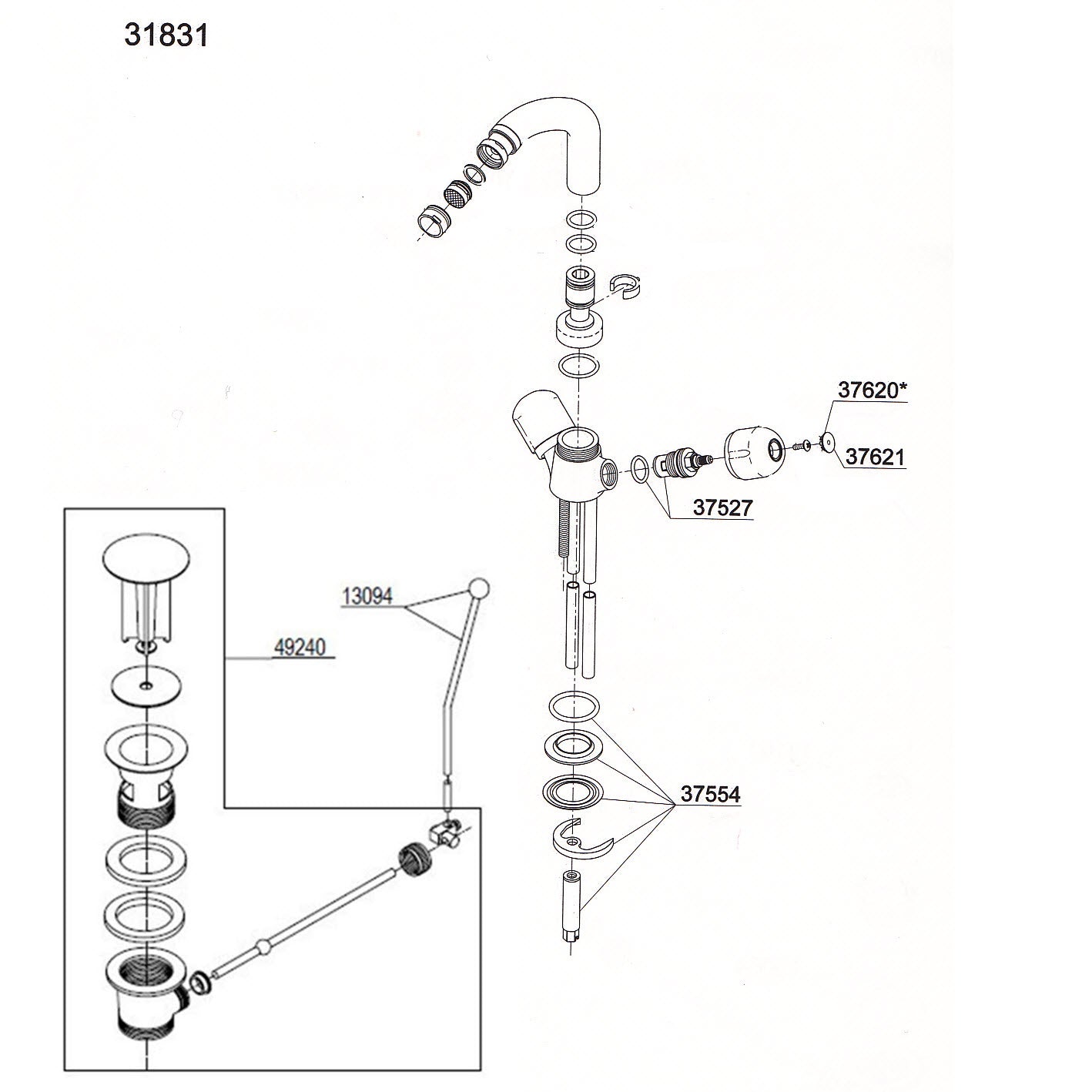 Damixa Parts Cascade Bidet Tap 31831.00