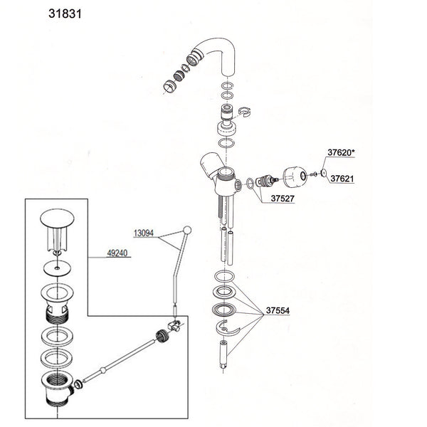 Damixa Parts Cascade Bidet Tap 31831.00