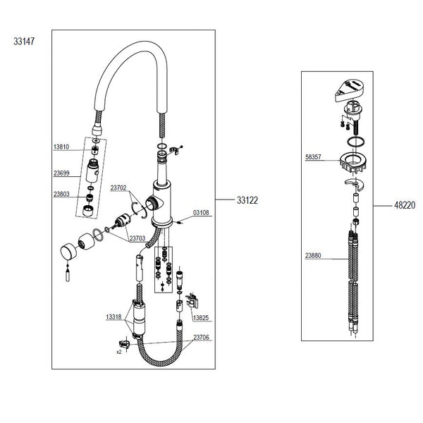 Damixa Parts Eris Kitchen Mixer Tap 33147 / 33122