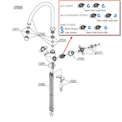 Damixa Parts Tradition Kitchen mixer tap curved spout 37005.00