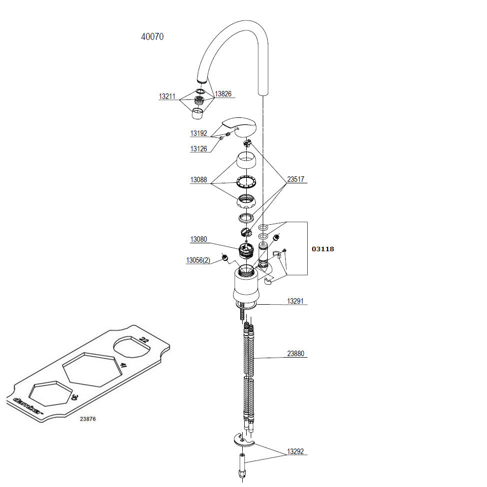 Damixa Parts Eclipse Kitchen Faucet with High Spout 40070.00