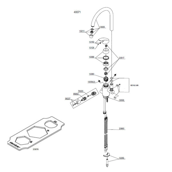 Damixa Parts Eclipse Eclipse Kitchen faucet high with dishwasher connection 40071.00