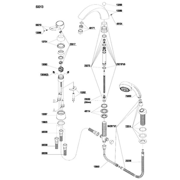Damixa Parts Apollo Classic 3-hole bath tap 50013.00