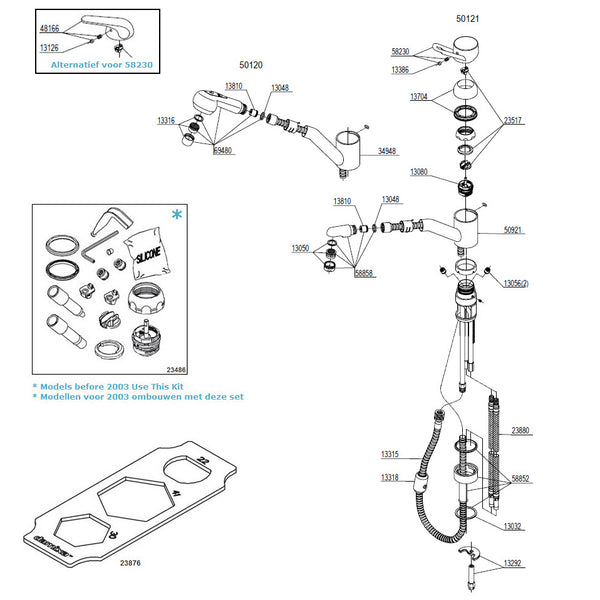 Damixa Parts Apollo Classic Kitchen Faucet with Pull-Out Perlator/Head 50121.00 / 50120.00