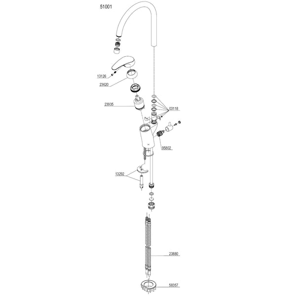 Damixa Parts Lyra Kitchen Mixer Tap With Shut-Off Valve Dishwasher Article number 51001.00