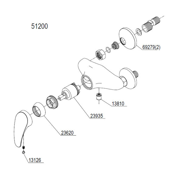 Damixa Parts Lyra Shower Mixer Tap 51200.00