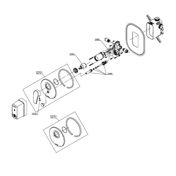 Damixa Parts Elara Surface-mounted part for built-in bath/shower mixer tap 52701.00 / 52751.00