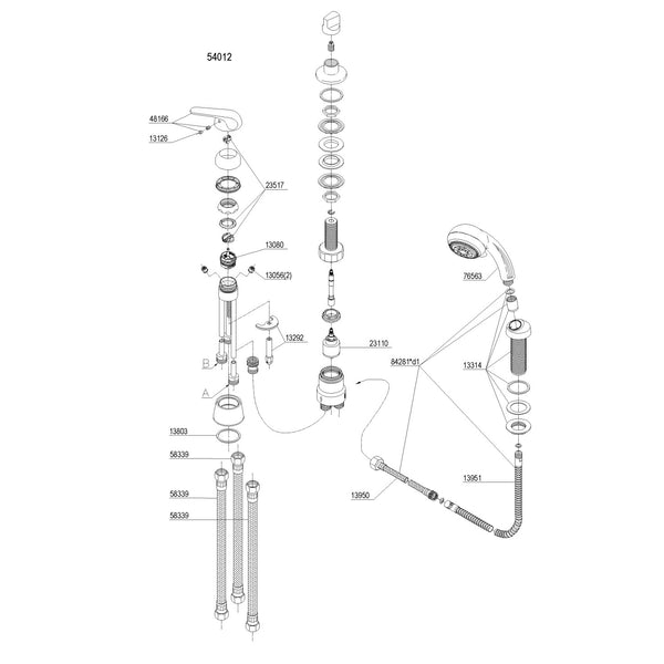 Damixa Parts Apollo Plus 3-hole bath mixer tap 54012.00