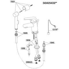 Damixa Parts Apollo Plus Washbasin tap with side shower 54040.00 / 54030.00