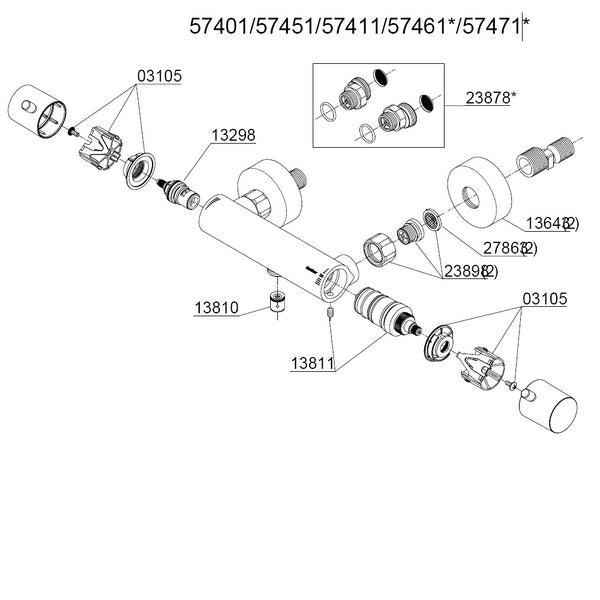 Damixa Onderdelen Thermixa 100 Douchethermostaat Artikelnummer 57401.00 / 57451.00