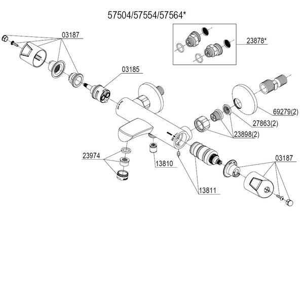 Damixa Onderdelen Thermixa 400 Badthermostaat Artikelnummer 57504.00 / 57554.00 / 57564.00