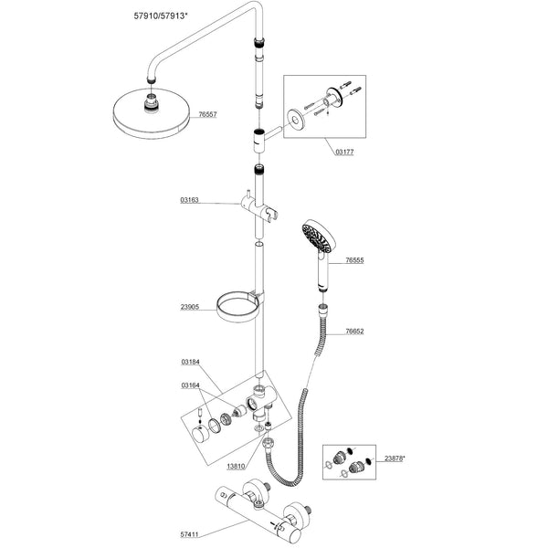 Damixa Parts Belisha Shower System With Diverter Article number 57910.00 / 57913.00