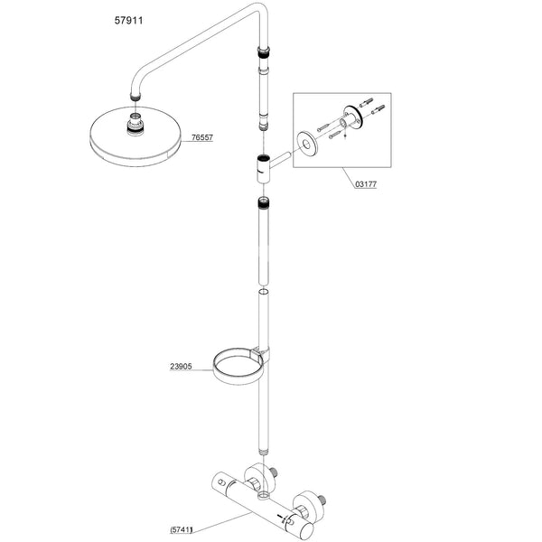 Damixa Parts Belisha Light Shower System Without Diverter Article number 57911.00
