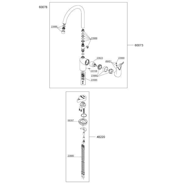 Damixa Parts Clover Easy Kitchen Mixer Tap 60078.00 / 60073.00