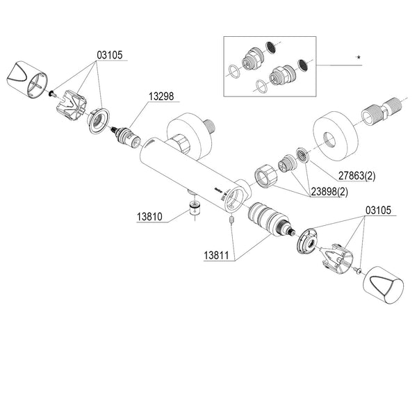 Damixa Parts Clover Shower Thermostat 60400.00 / 60450.00 / 60410.00 / 60412.00 / 60452.00
