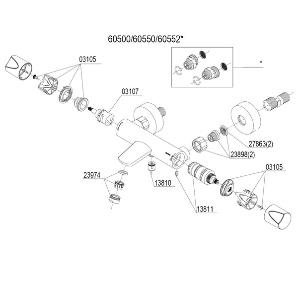 Damixa Parts Clover Bath Thermostat 60500.00 / 60550.00 / 60552.00
